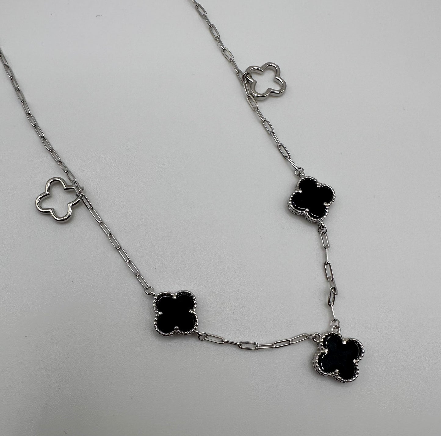 Black Mini Clover Necklace