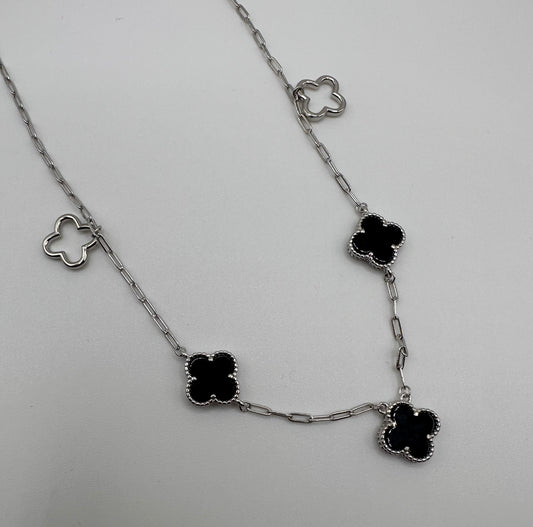 Black Mini Clover Necklace